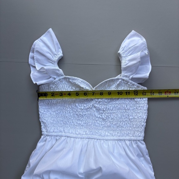 Abercrombie and Fitch White Ruffle Strap Smocked Poplin Midi Dress Costal Beachy - Picture 8 of 12